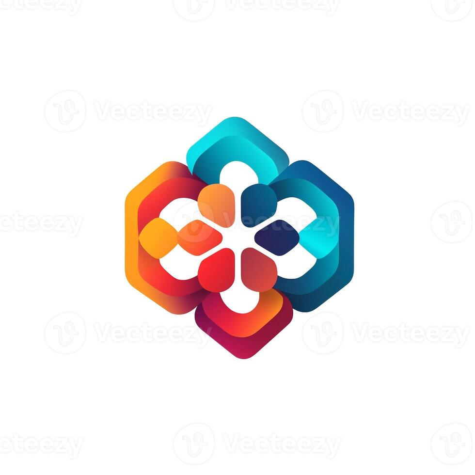 AI generated abstract logo of a hexagon. Generative AI photo