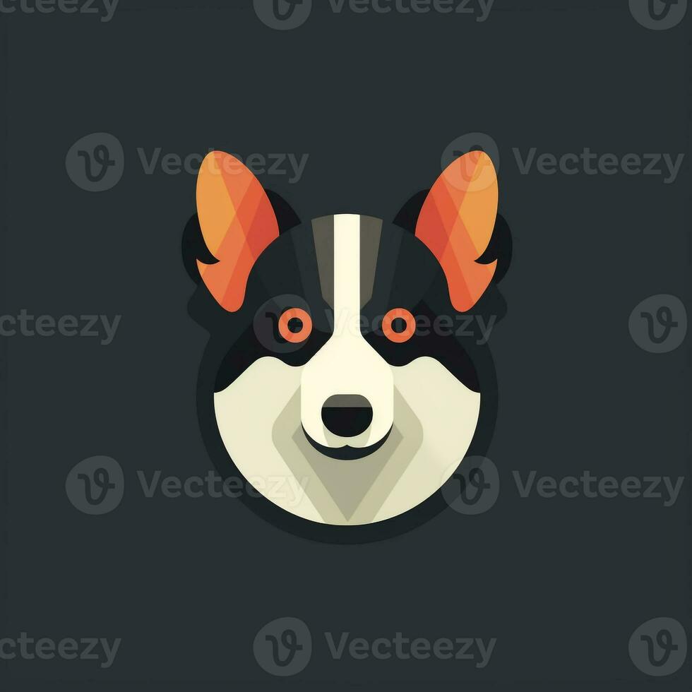 AI generated a flat vector logo of a dog. Generative AI photo