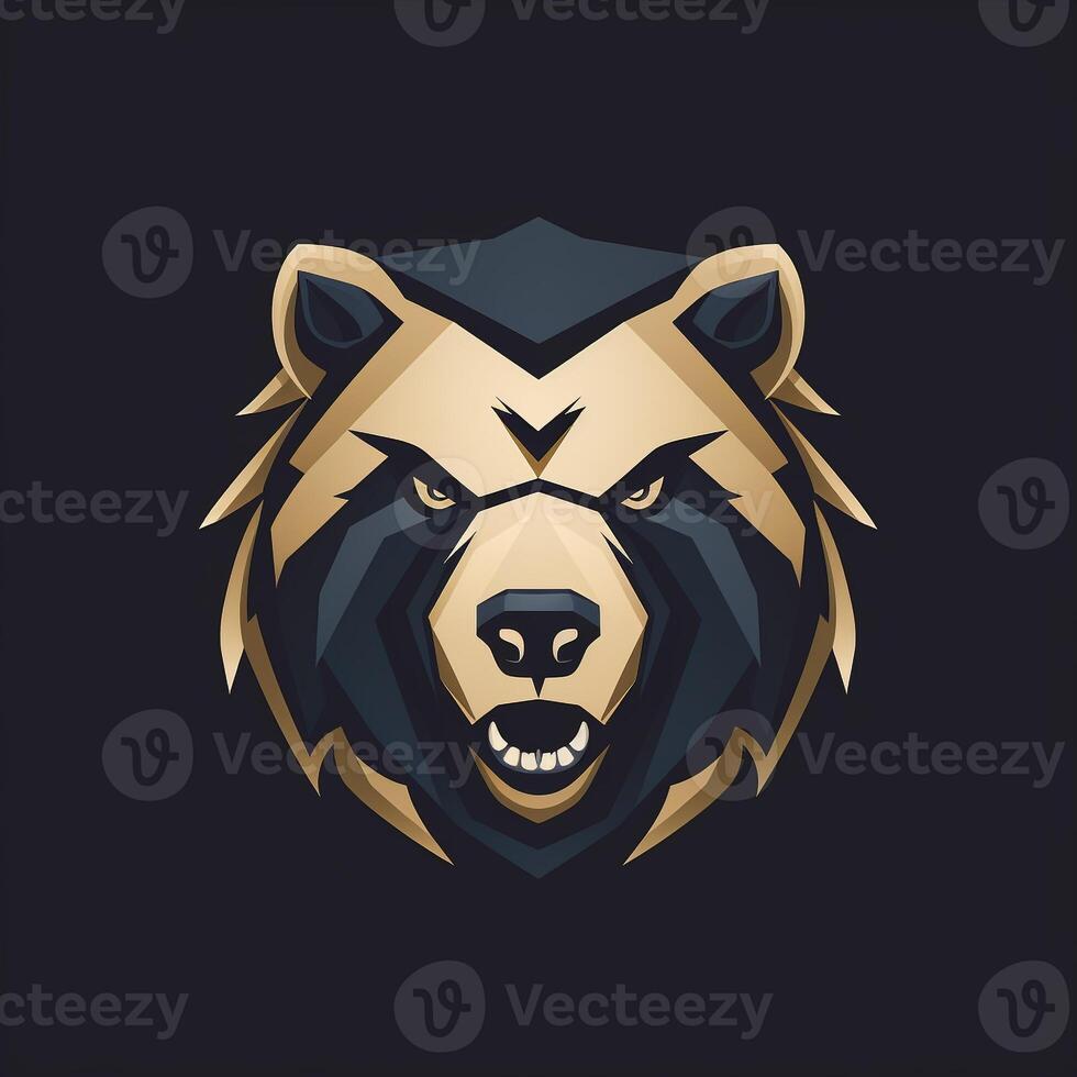 AI generated a flat vector logo of a bear head. Generative AI photo