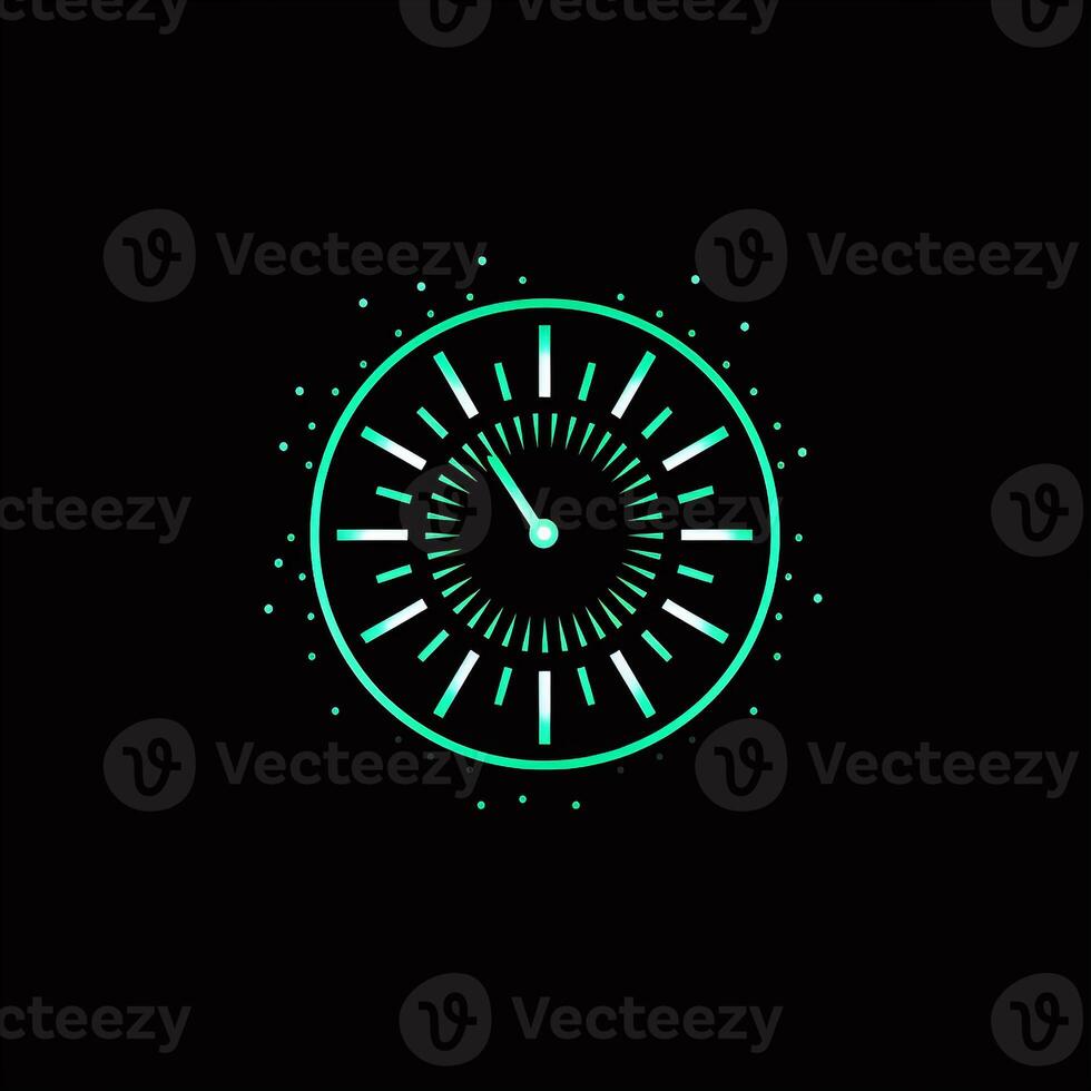 AI generated a futuristic logo of a clock. Generative AI photo