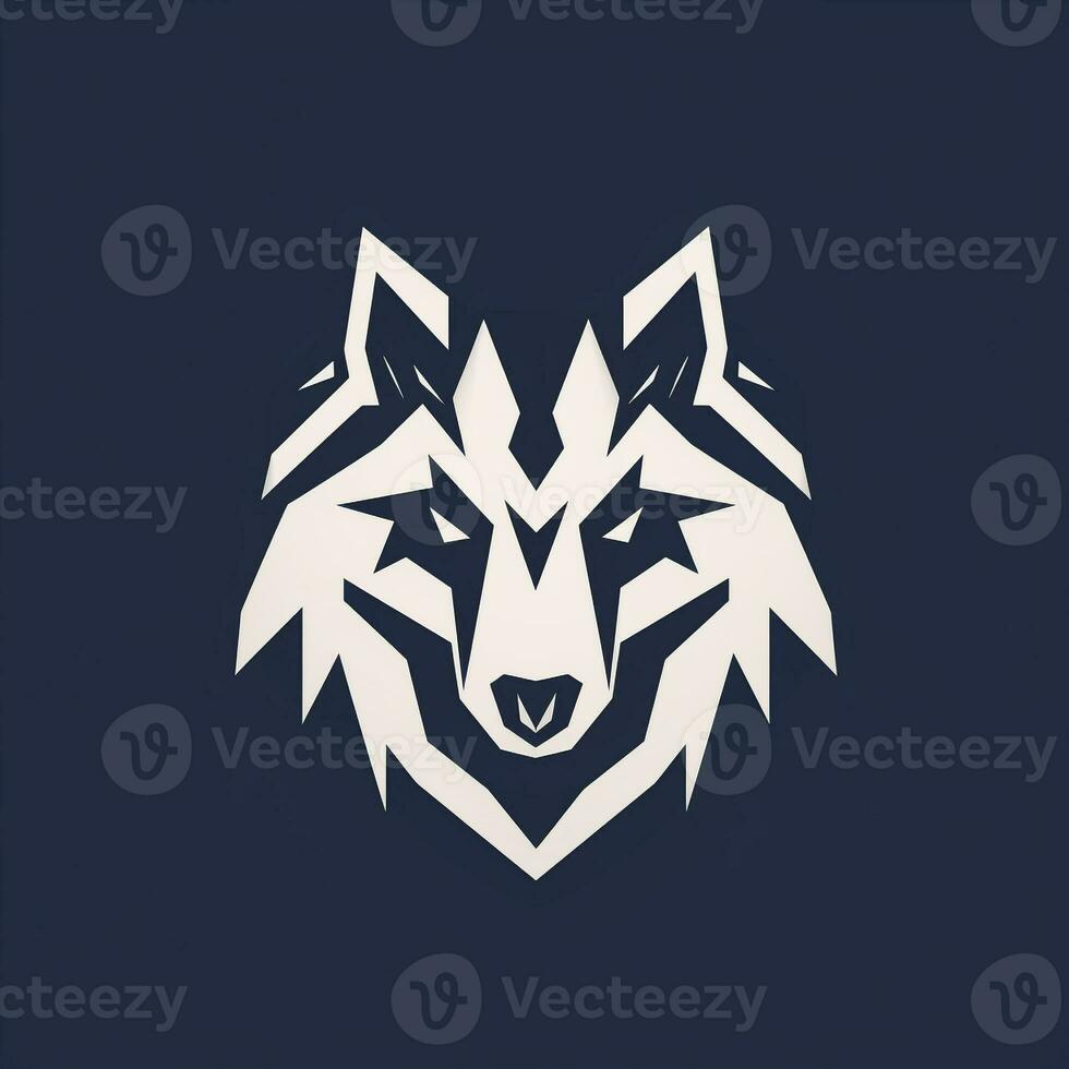 AI generated a flat vector logo of a wolf head. Generative AI photo