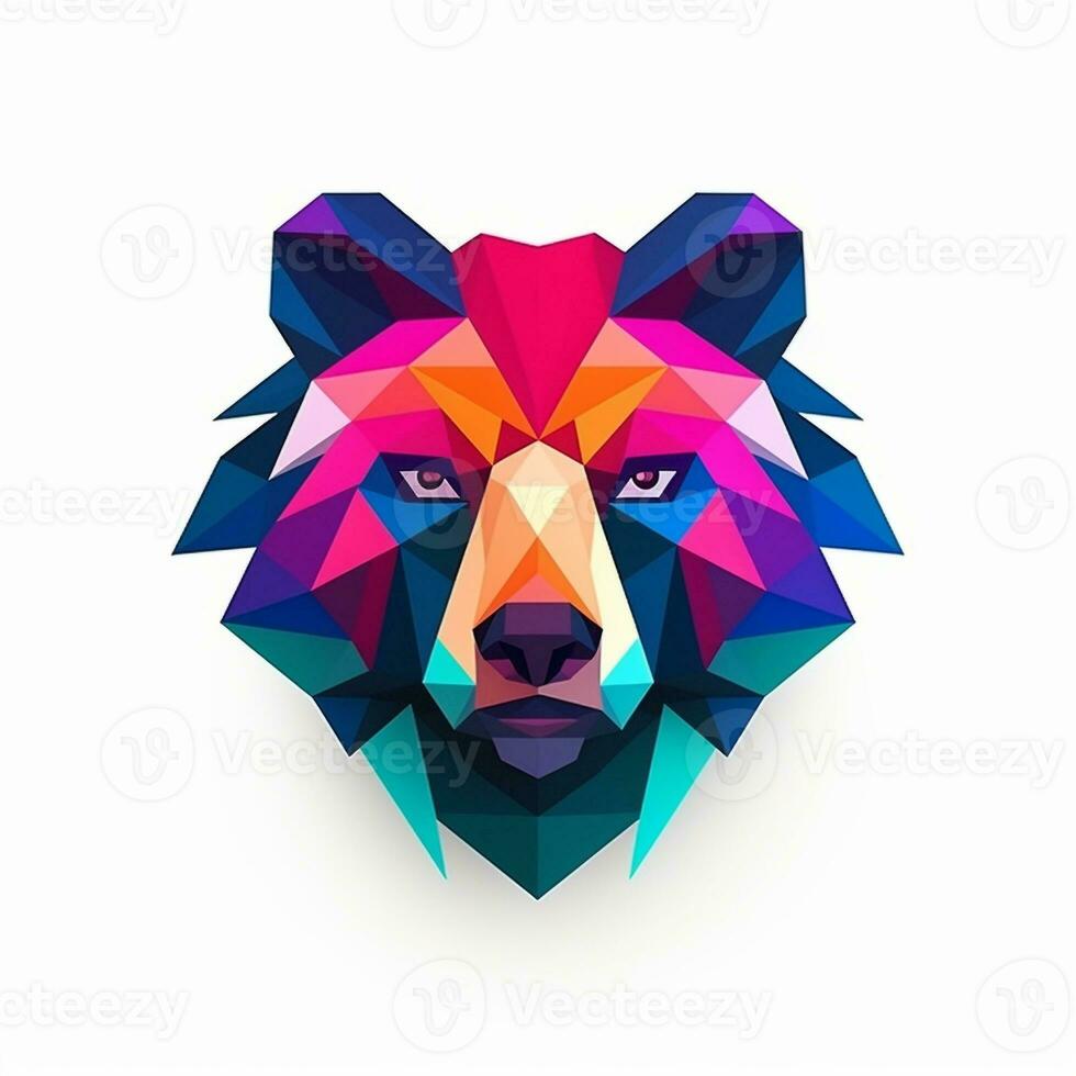 AI generated a futuristic logo of a bear head. Generative AI photo