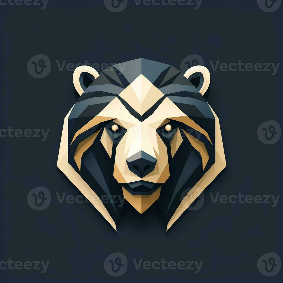 AI generated a flat vector logo of a bear head. Generative AI photo