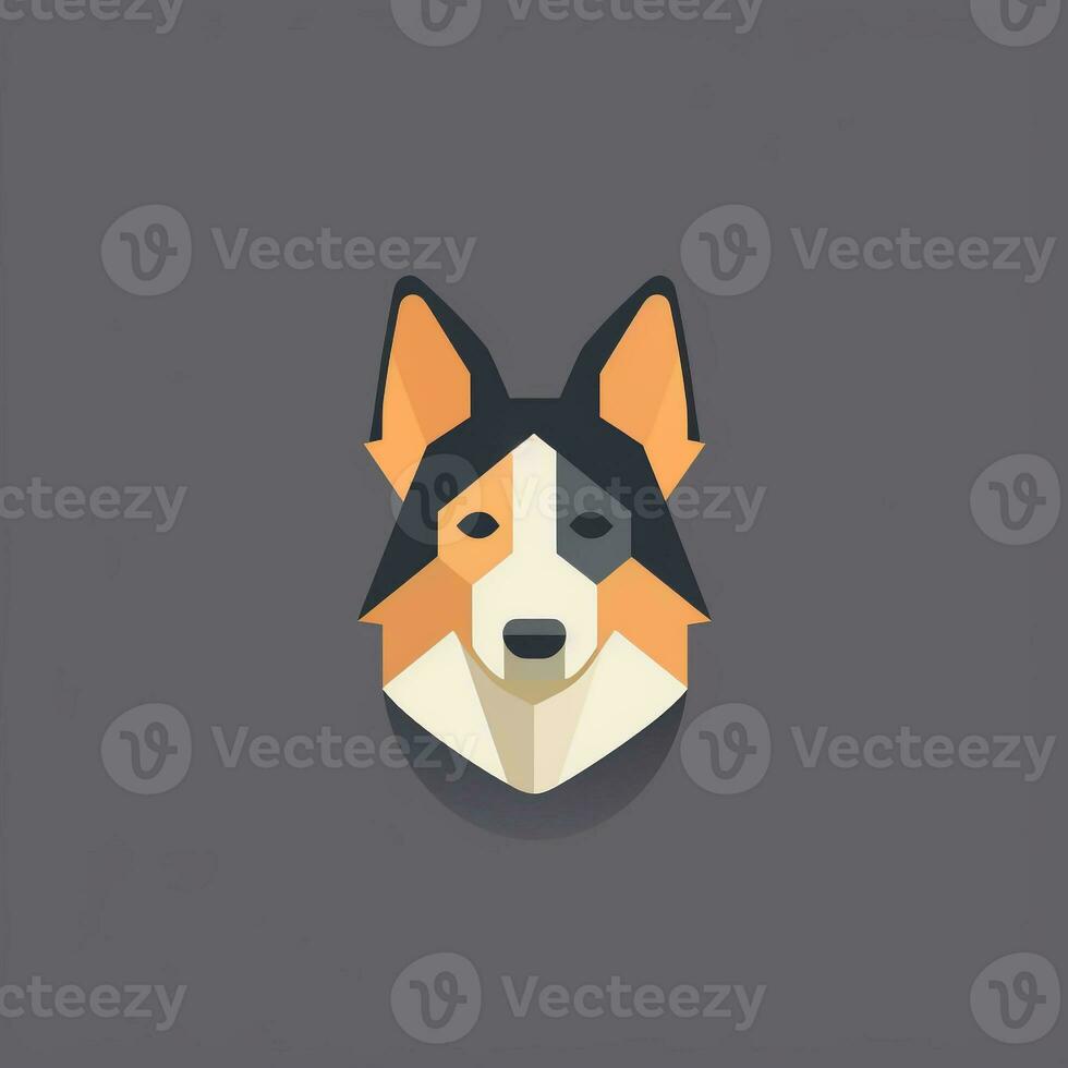 AI generated a flat vector logo of a dog. Generative AI photo