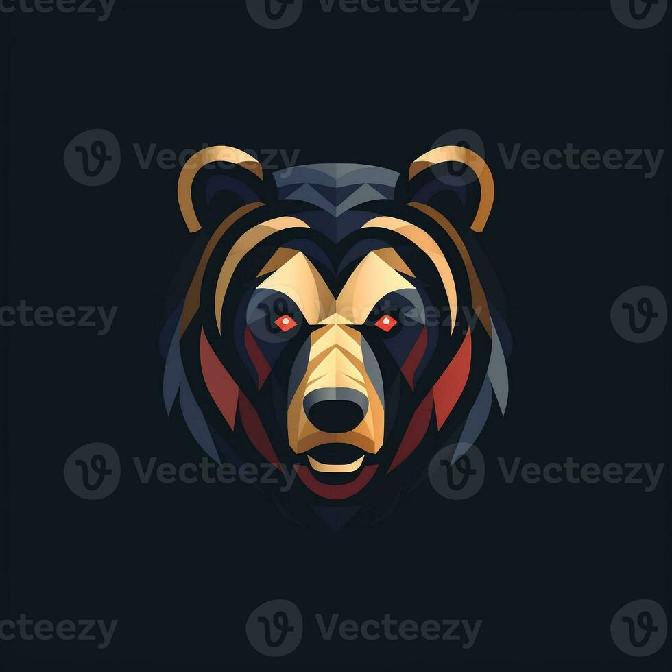 AI generated a flat vector logo of a bear head. Generative AI photo