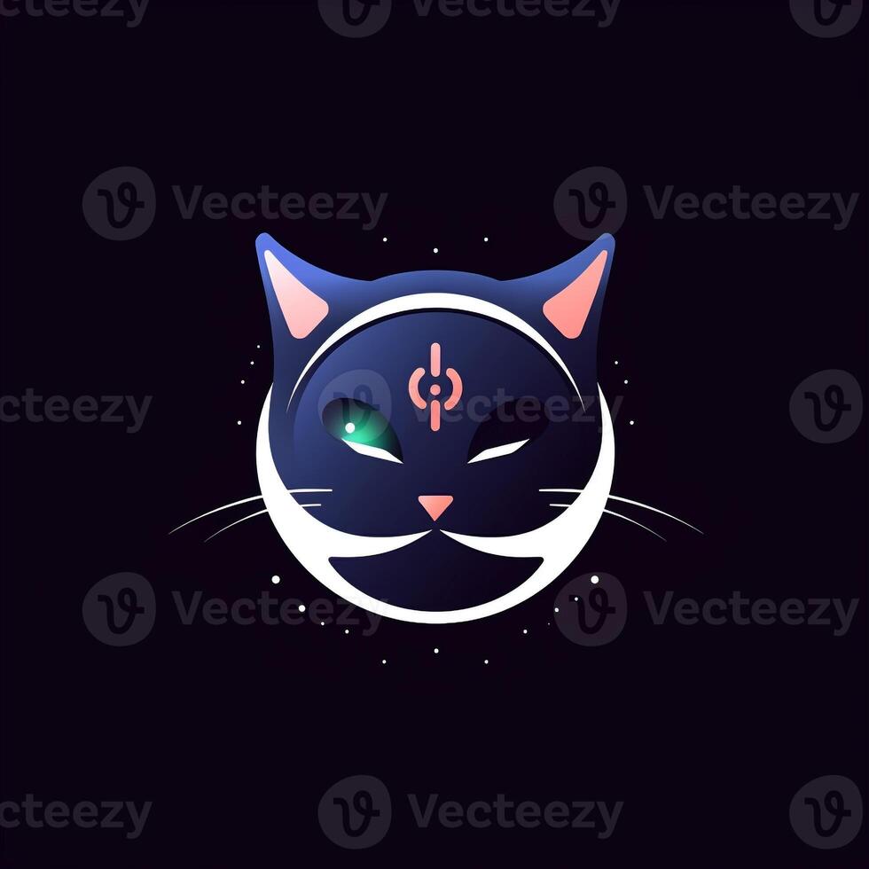 AI generated a futuristic logo of a cat. Generative AI photo