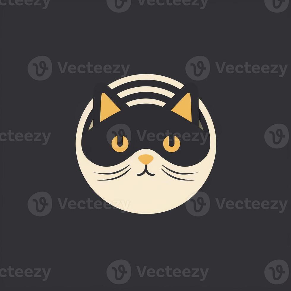 AI generated a flat vector logo of a cat. Generative AI photo