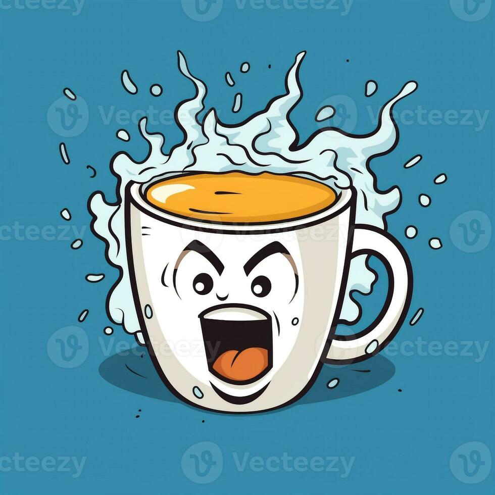 ai generado un cómic taza de café logo. generativo ai foto