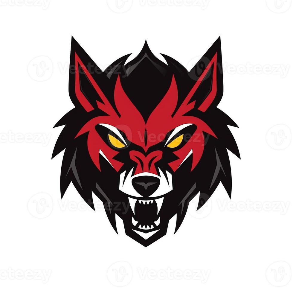 AI generated a comic wolf head logo. Generative AI photo