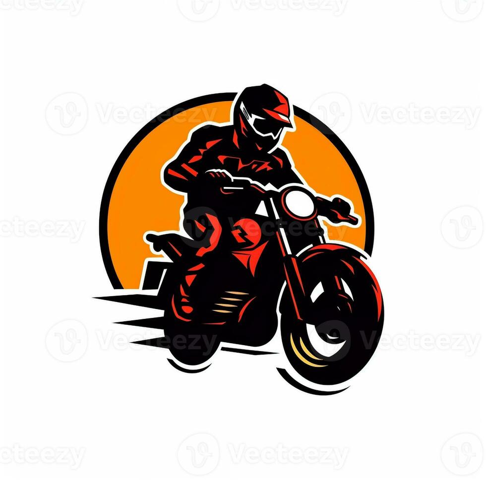 AI generated a comic motorcycle logo. Generative AI photo