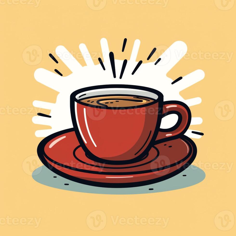 AI generated a comic coffeecup logo. Generative AI photo