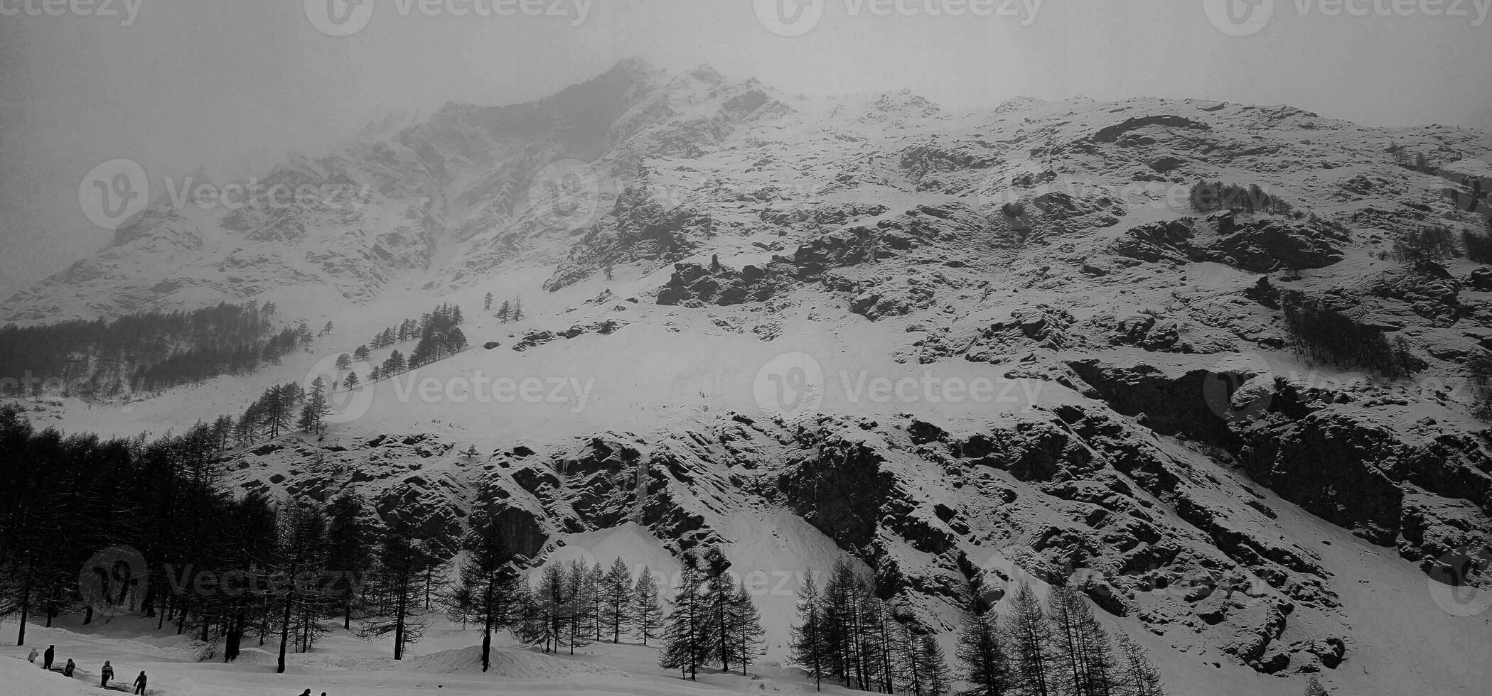 winter landscapes of the Aosta Valley in December 2023 in the middle of winter photo