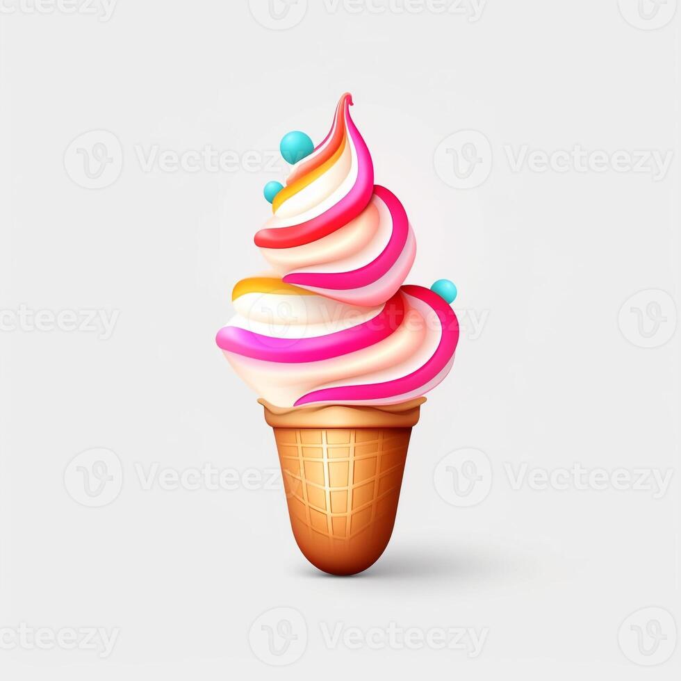 AI generated 3D logo of an ice cream cone. Generative AI photo