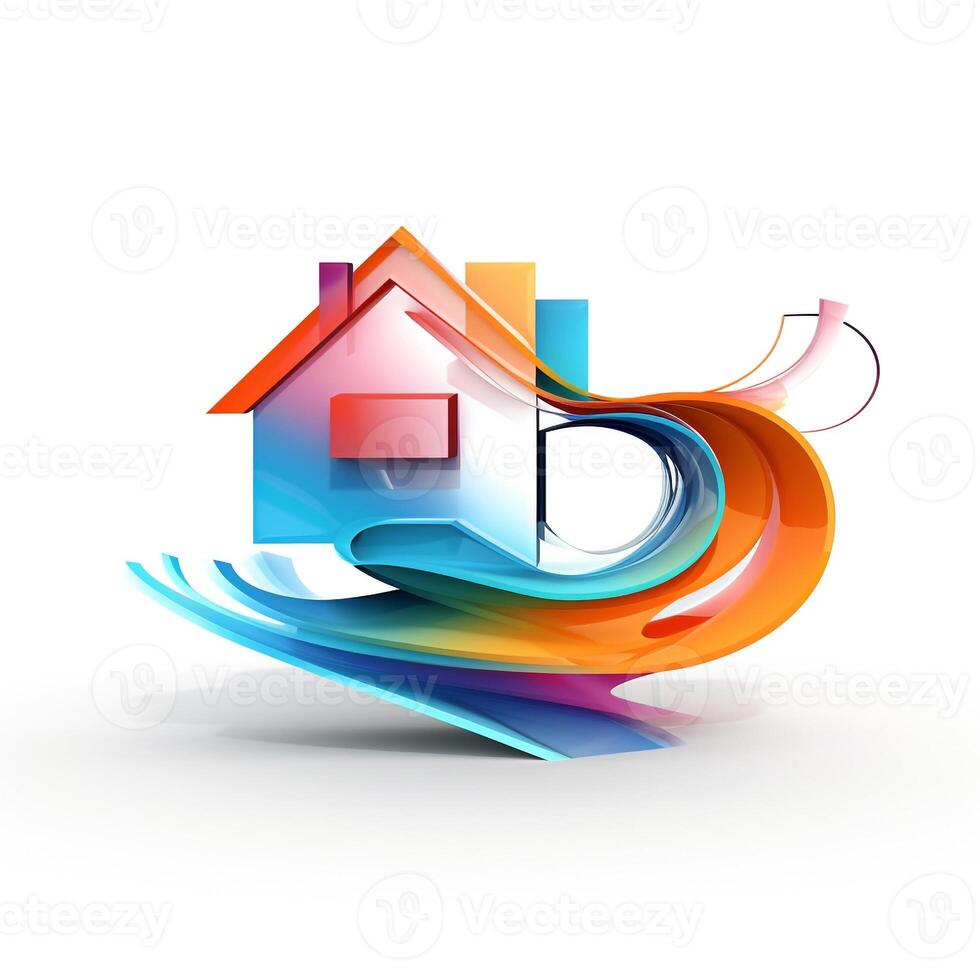 AI generated 3d logo of a house. Generative AI photo