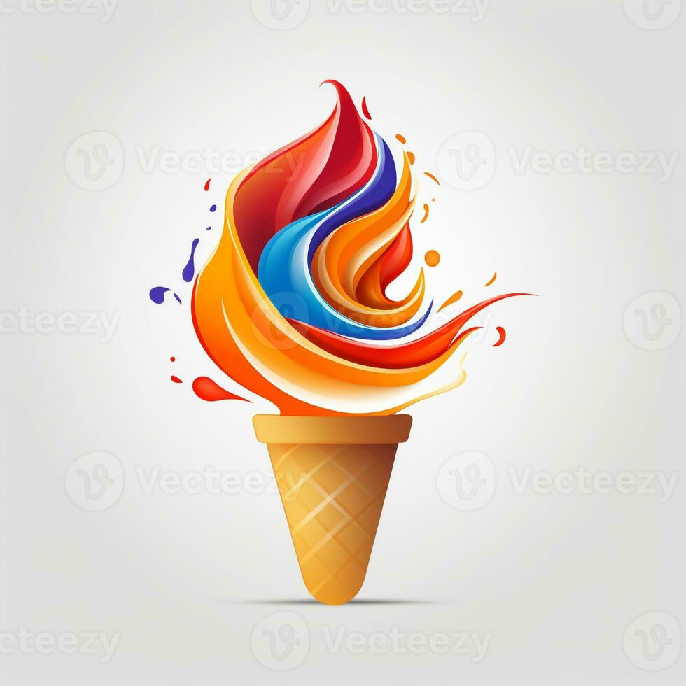 AI generated 3D logo of an ice cream cone. Generative AI photo