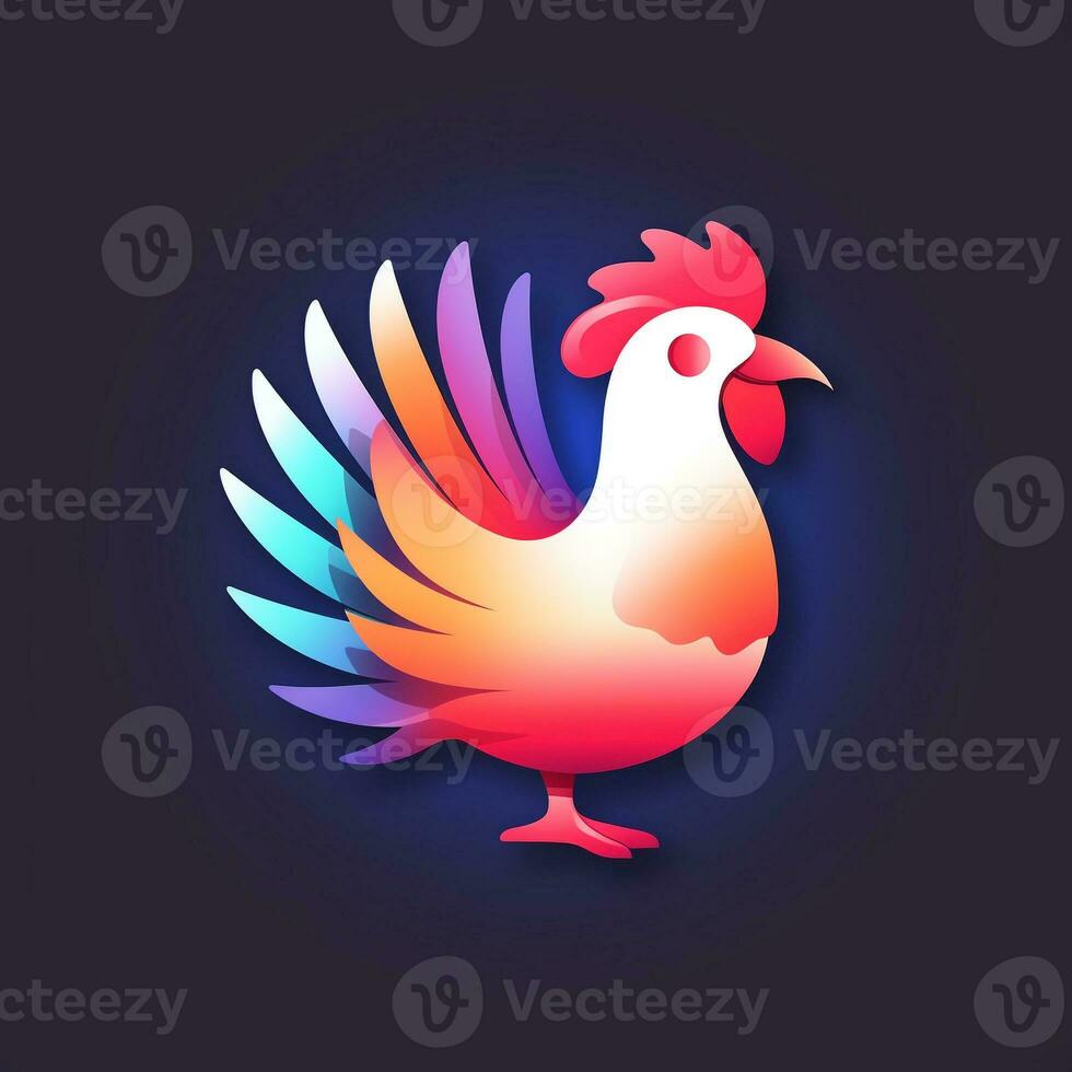 AI generated 3d logo of a chicken. Generative AI photo