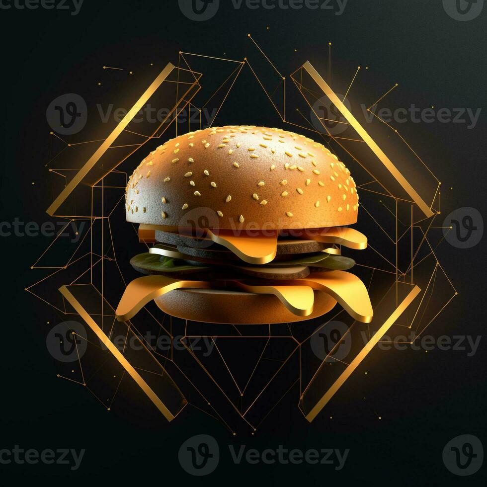 ai generado 3d logo presentando un hamburguesa con geométrico formas generativo ai foto