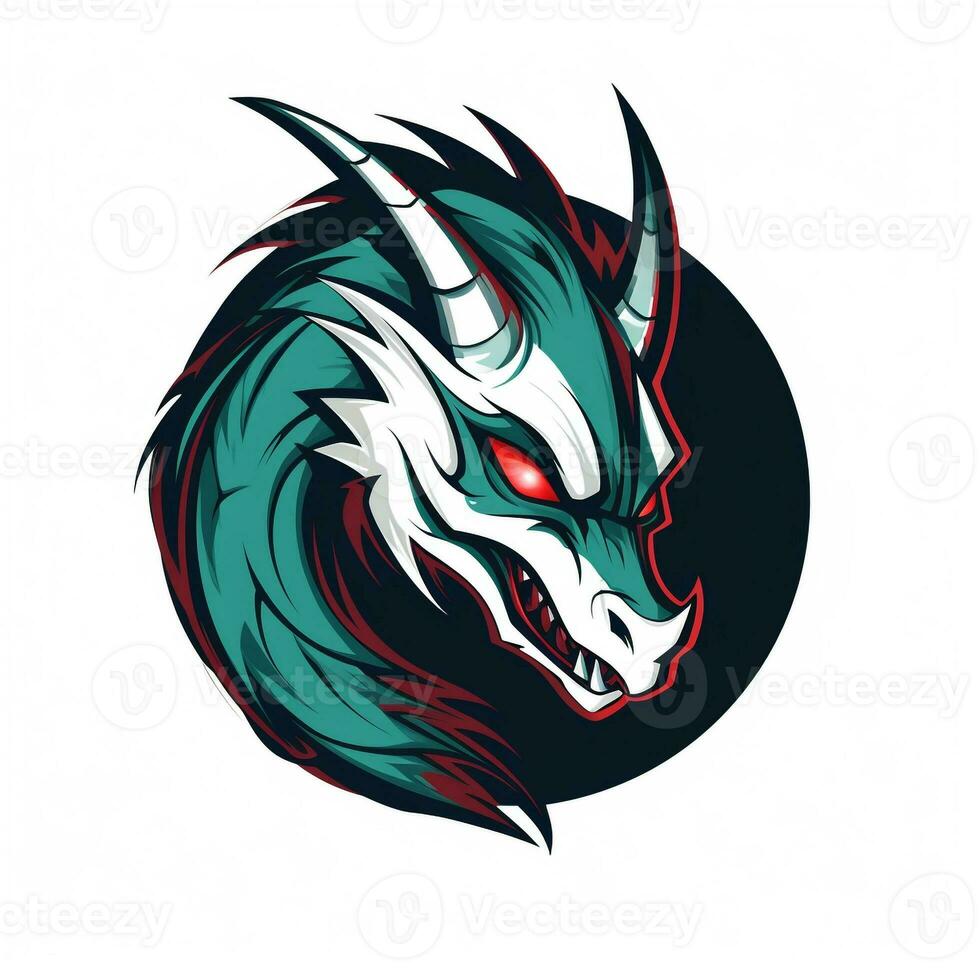 AI generated a comic dragon logo. Generative AI photo