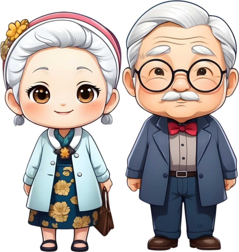 AI generated an old couple with happiness png