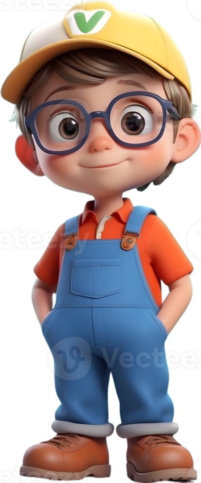 AI generated Cartoon boy with occupation illustration, cute little worker graphic png