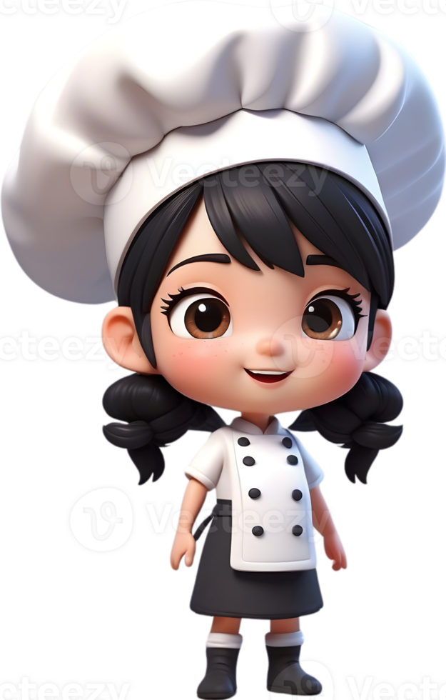 AI generated cartoon chef girl png