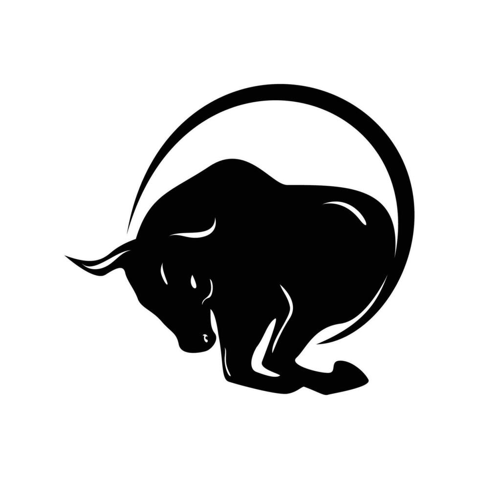 black bull silhouette design. wild buffalo sign and symbol. vector