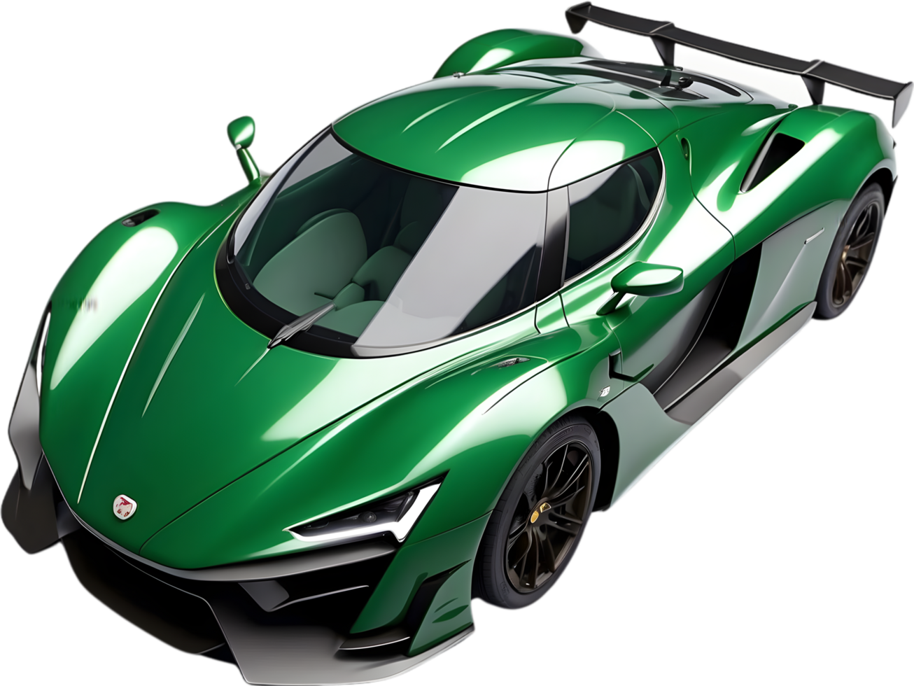 AI generated a green sports car on a transparent background png