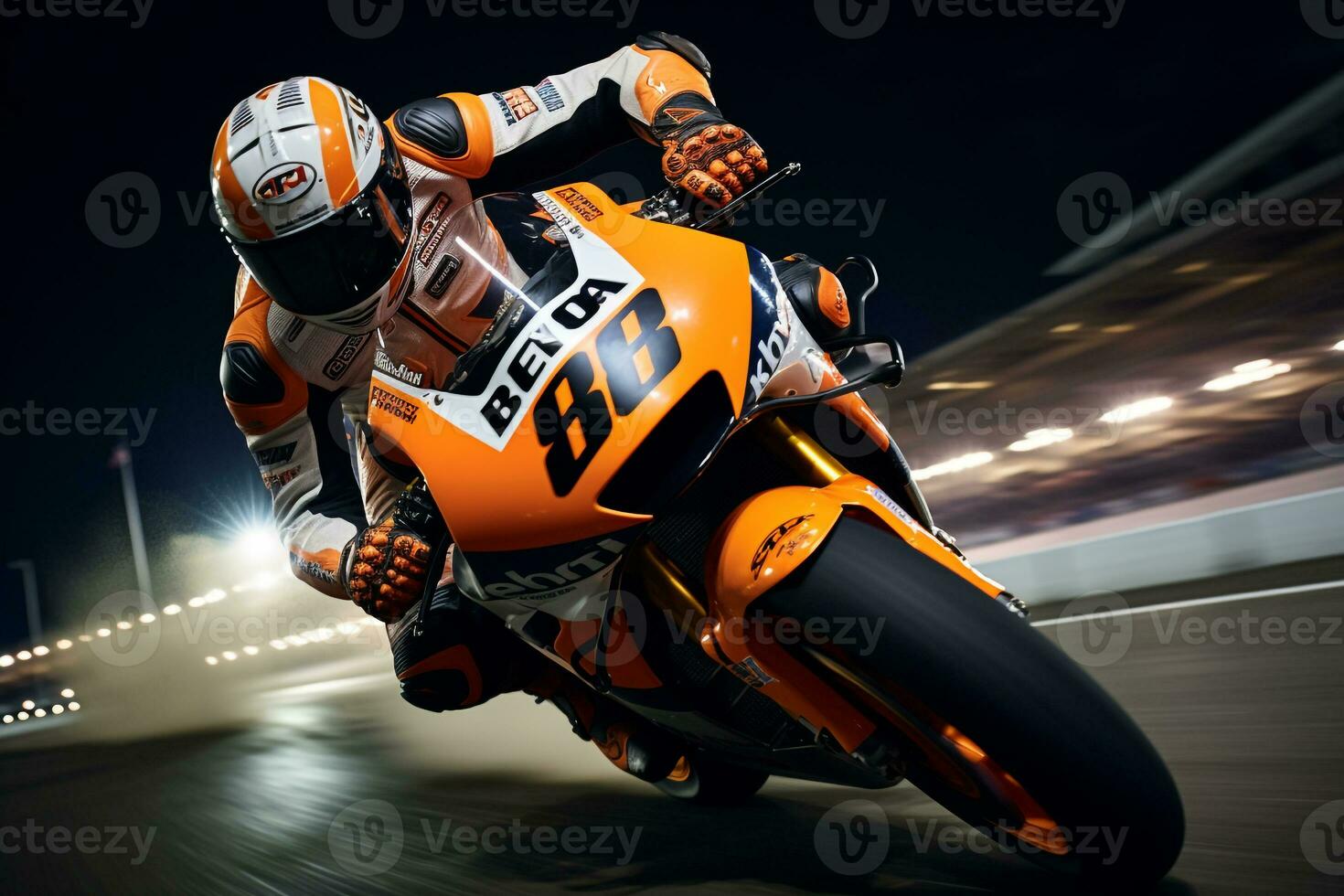 AI generated freeze the intensity of a motogp motion during a championship game. Generative AI photo