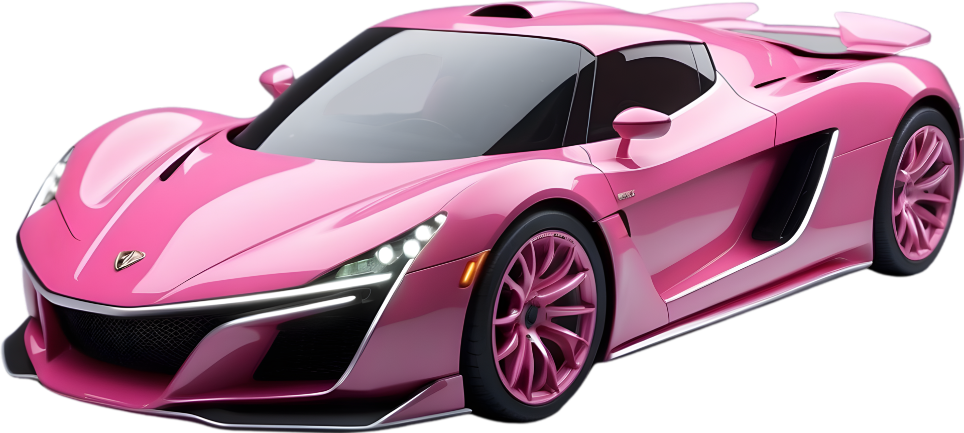 AI generated a pink sports car on a transparent background png