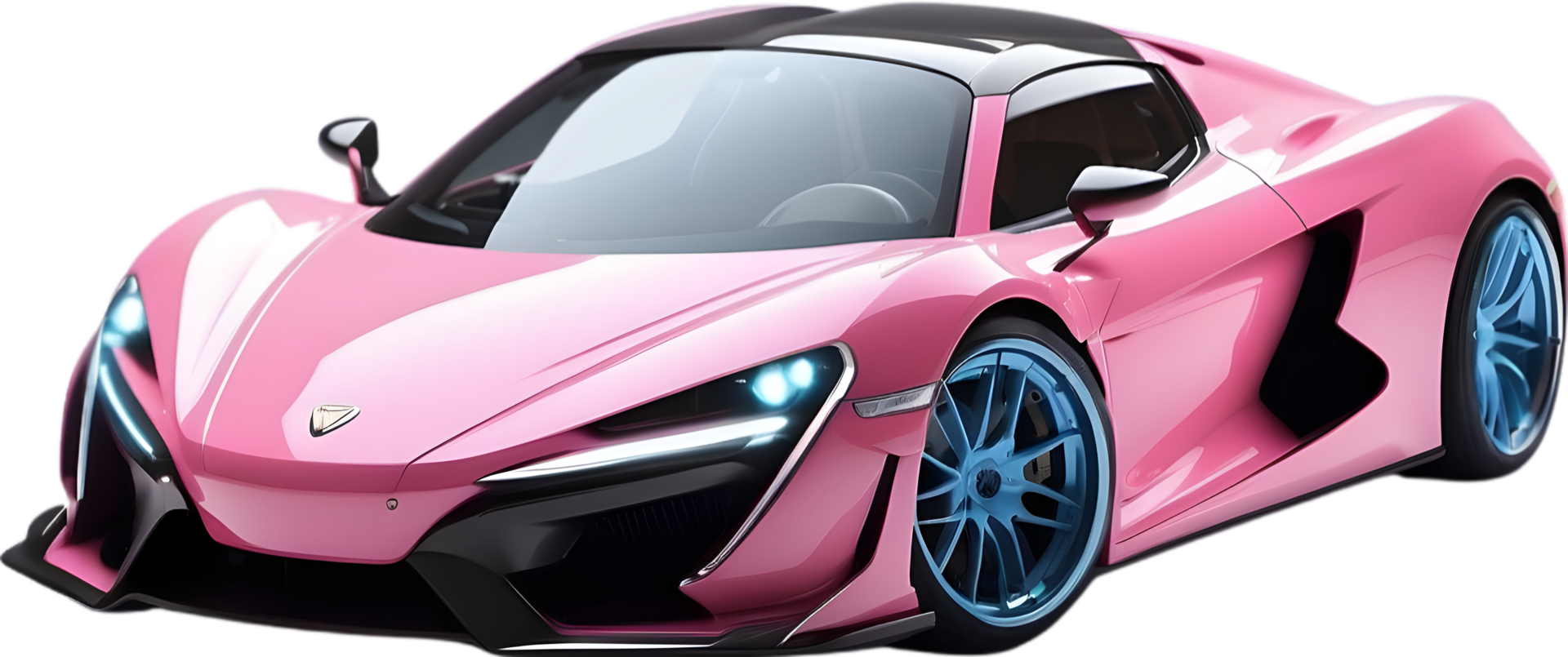 ai generiert ein Rosa Sport Auto auf ein transparent Hintergrund png