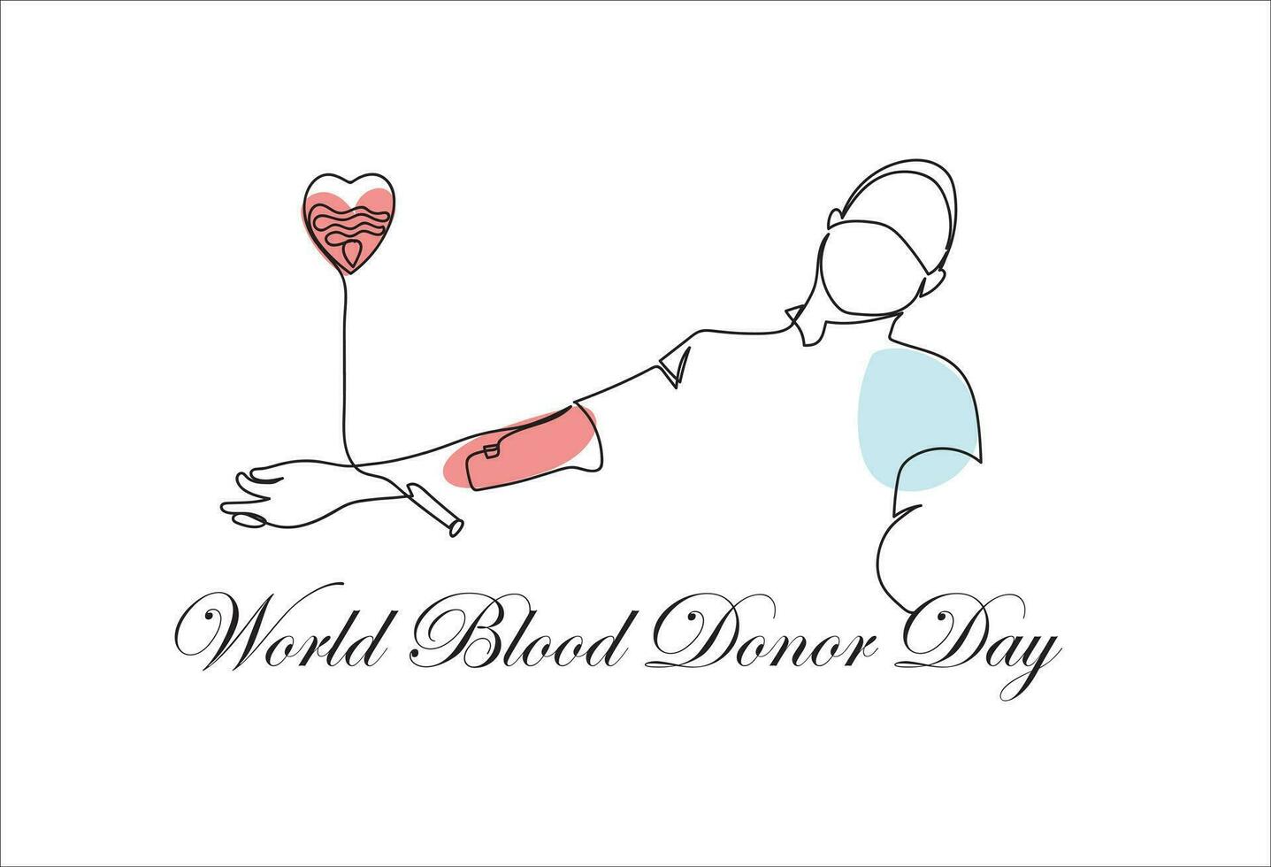 Blood donate day continuous line drawing vector