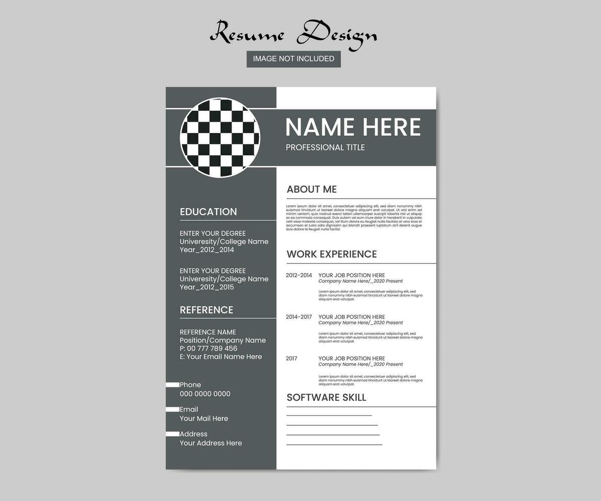 Clean and modern resume portfolio or CV template vector