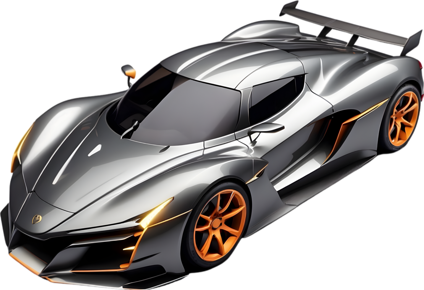 AI generated a gray sports car on a transparent background png