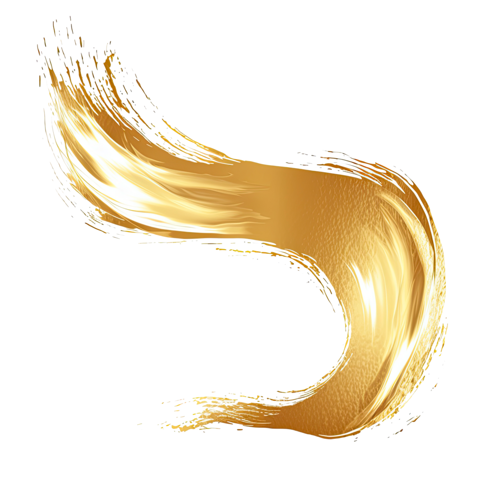 AI generated Luxurious Gold Foil Frame with Brush Stroke Elegant Design on Transparent Background png