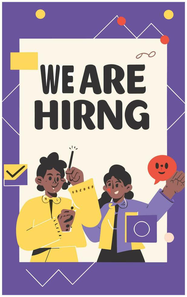 We are hiring poster. Flat illustration of we are hiring poster for web design, Conceptual illustration showing We Hiring. Concept meaning recentl vector