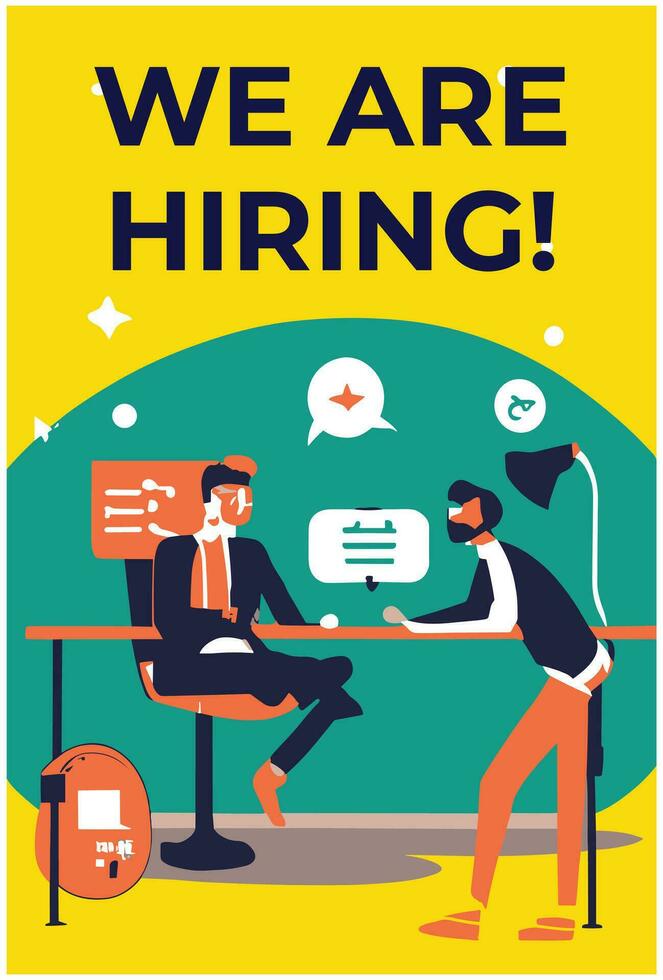 We are hiring poster. Flat illustration of we are hiring poster for web design, Conceptual illustration showing We Hiring. Concept meaning recentl vector