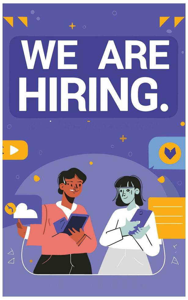 We are hiring poster. Flat illustration of we are hiring poster for web design, Conceptual illustration showing We Hiring. Concept meaning recentl vector