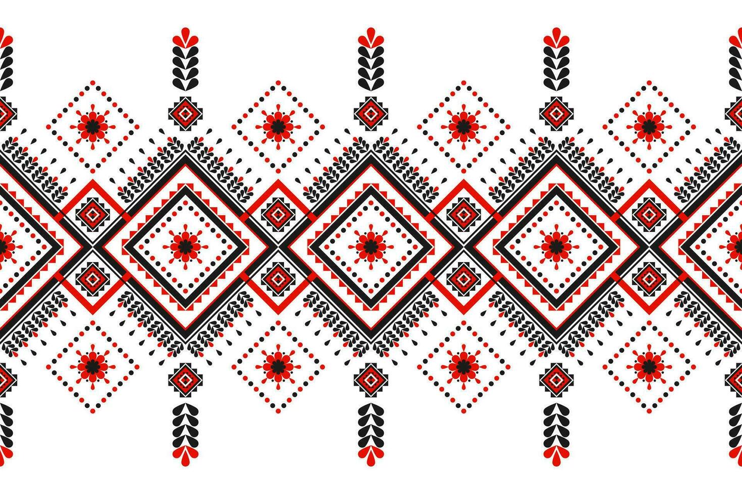 Fabric flower pattern art. Geometric ethnic seamless pattern in tribal. vector