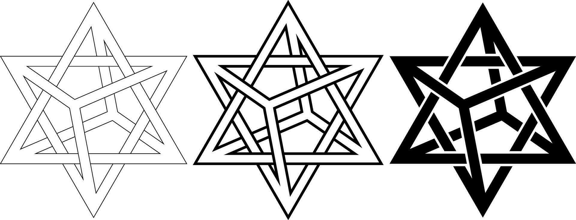 outline silhouette Merkabah symbol set vector