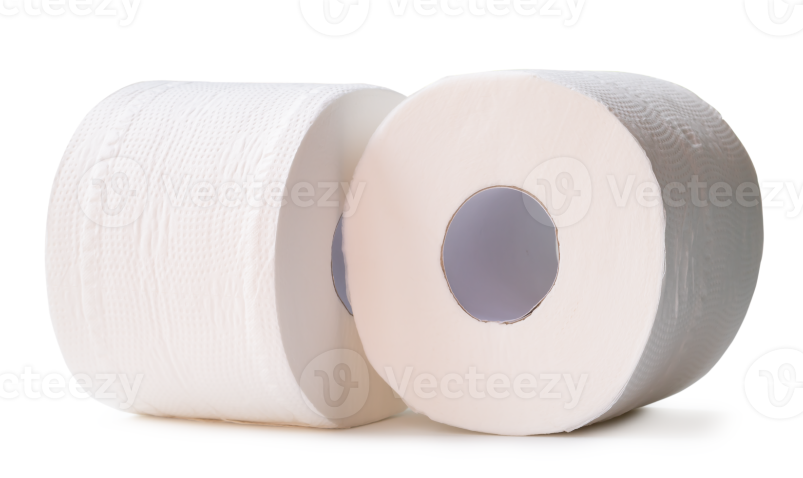 Tissue paper rolls in stack isolated with clipping path and shadow in png file format