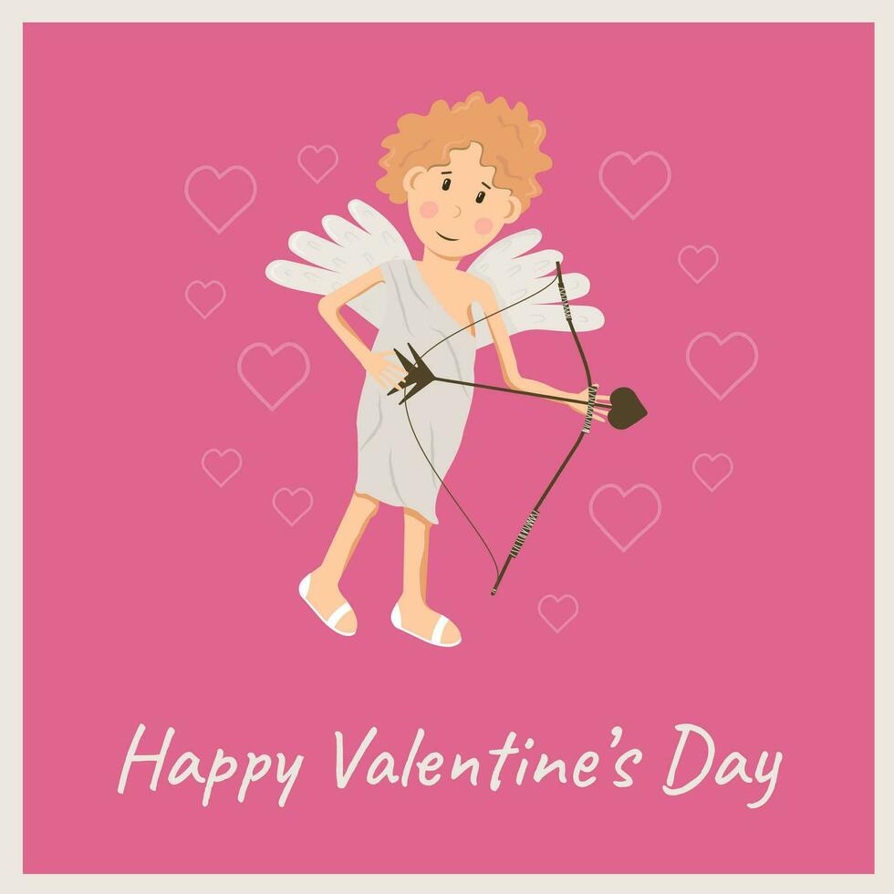 Cupid postcard for Valentine's Day vector