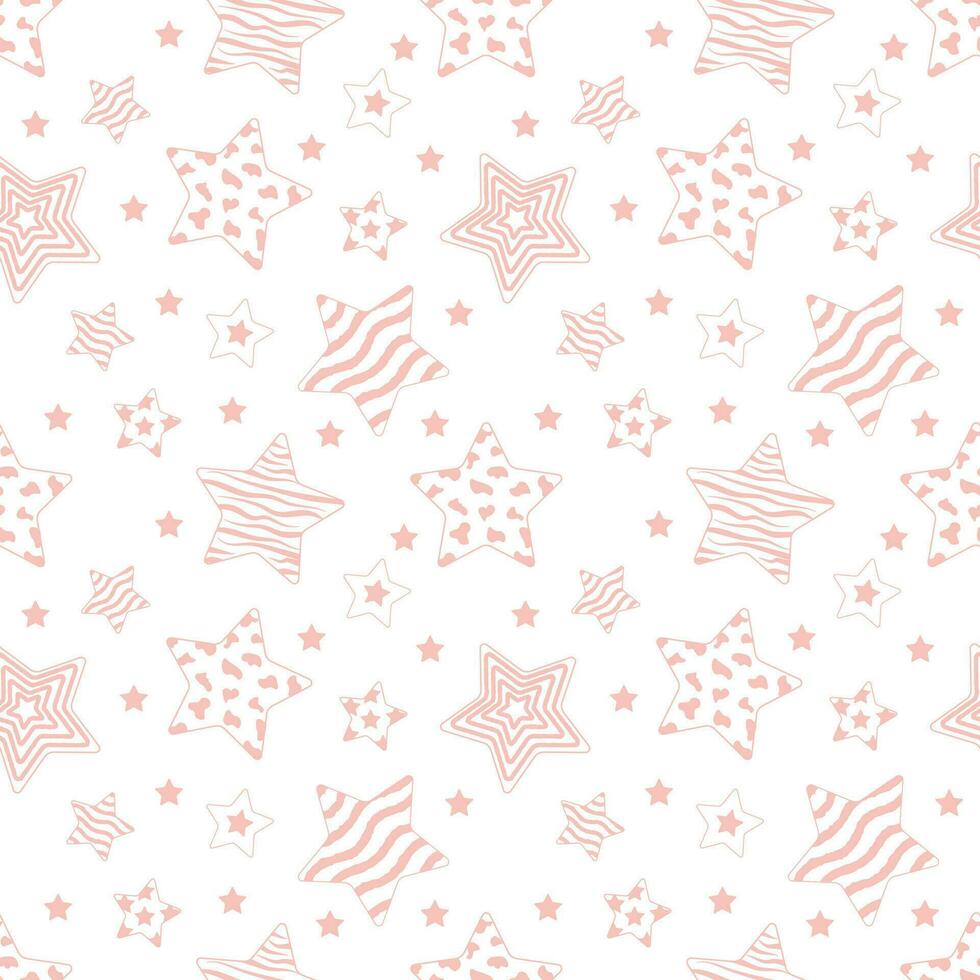 Pastel boho pattern with stars. Boho style nursery background template. Wall paintings in the nursery, children's textiles, printing paper, bedroom. Isolated on a white background. vector