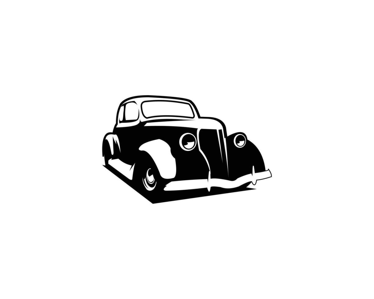 1932 coche. silueta diseño. aislado blanco antecedentes mostrado desde el frente. mejor para insignia, emblema, icono, pegatina diseño. Clásico coche industria vector