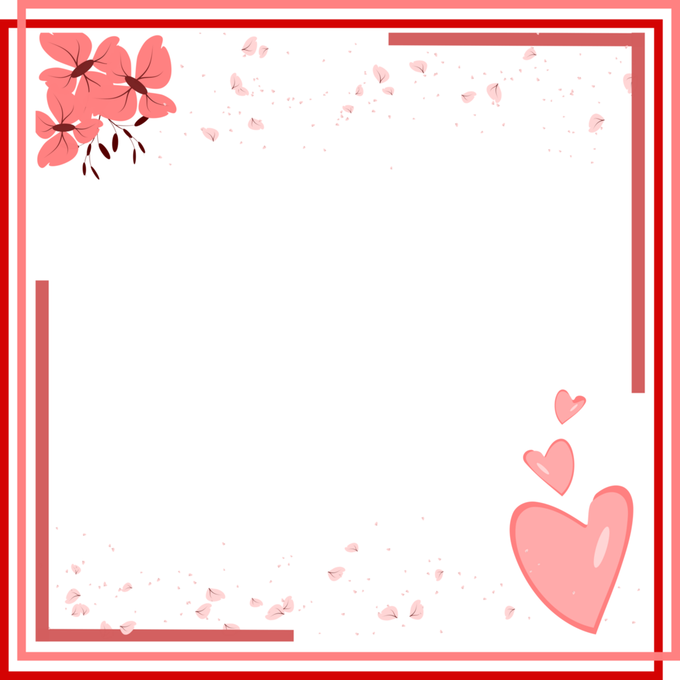 Valentine Frame Background. Romantic Frame Border. Flower Heart Clipart png