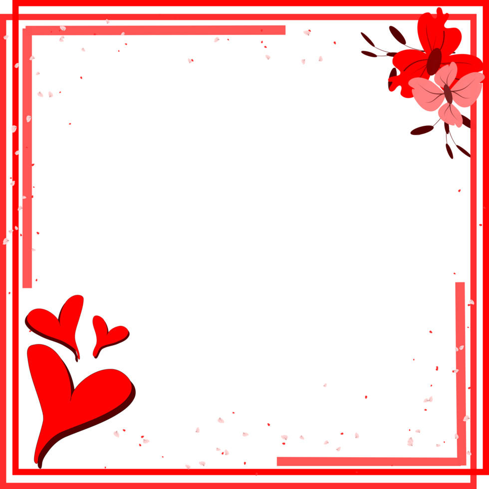 Valentijn kader achtergrond. romantisch kader grens. bloem hart clip art png