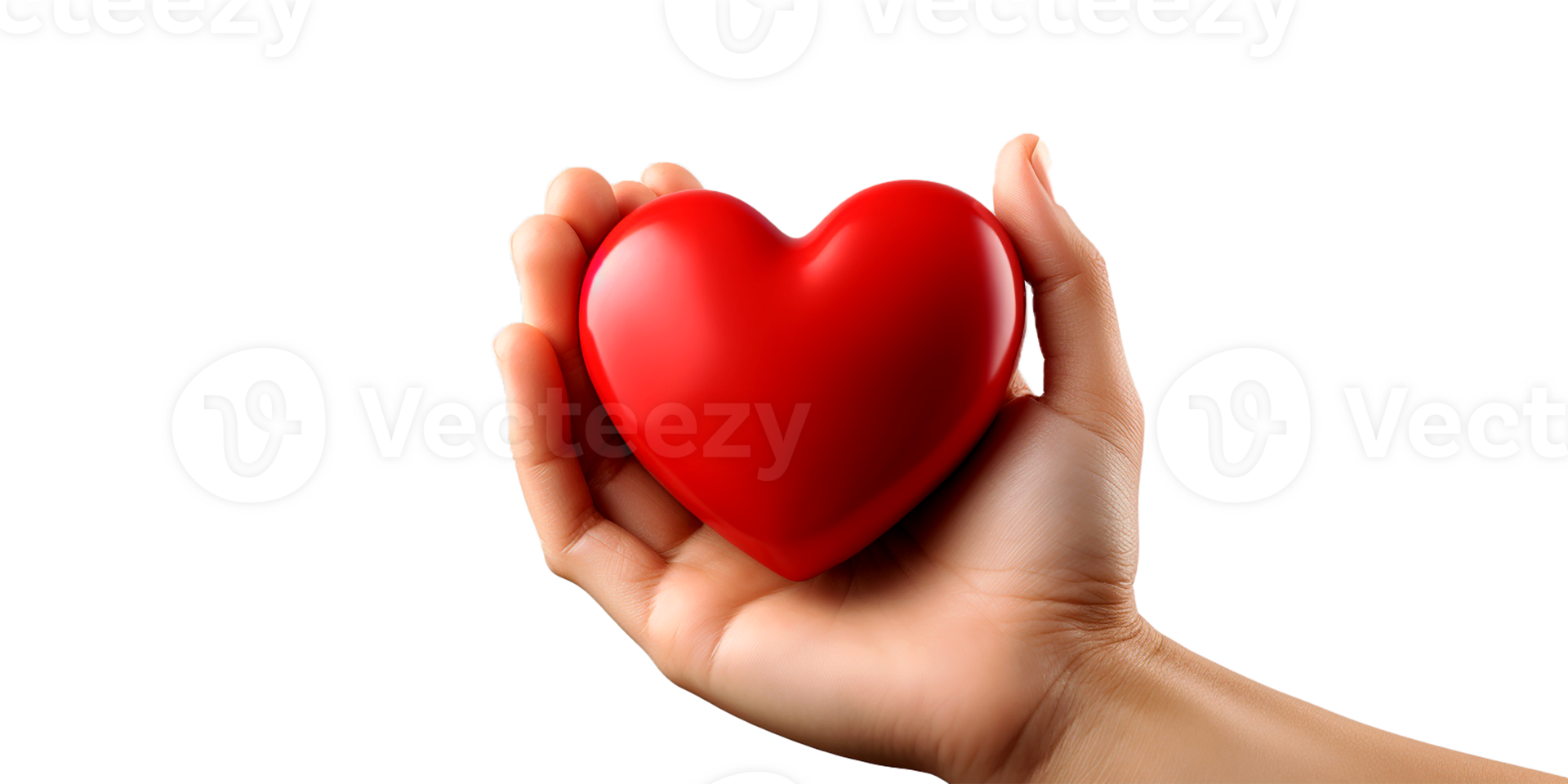 AI generated hand holding red heart, transparency background png