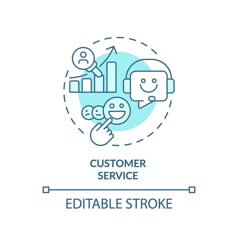 2D editable blue icon customer service concept, simple monochromatic isolated vector, C2C thin line illustration. vector
