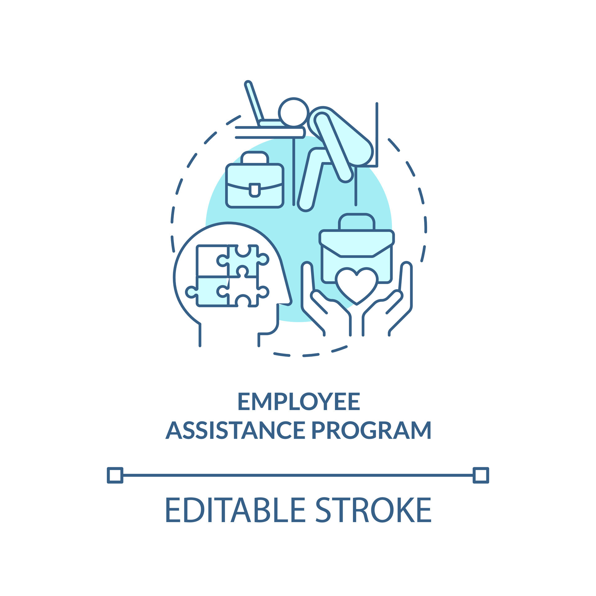 2D editable employee assistance program thin line blue icon concept ...