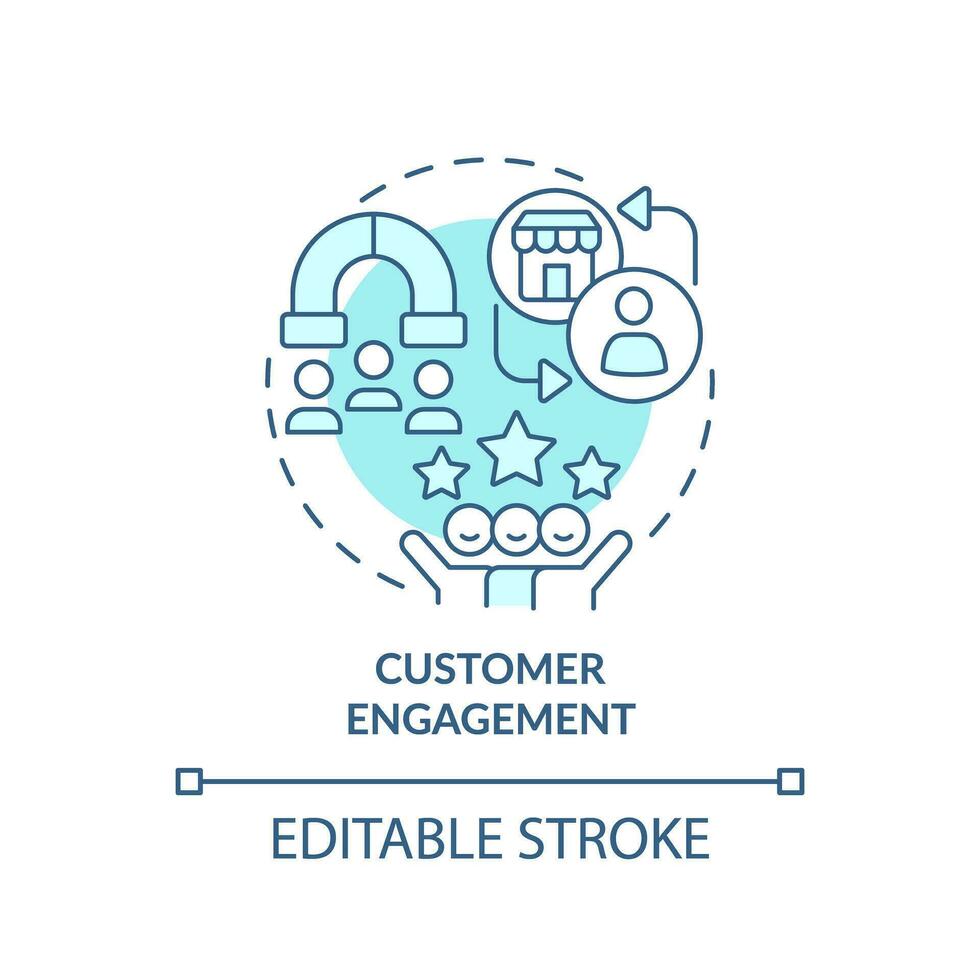 2D editable blue icon customer engagement concept, simple monochromatic isolated vector, C2C thin line illustration. vector
