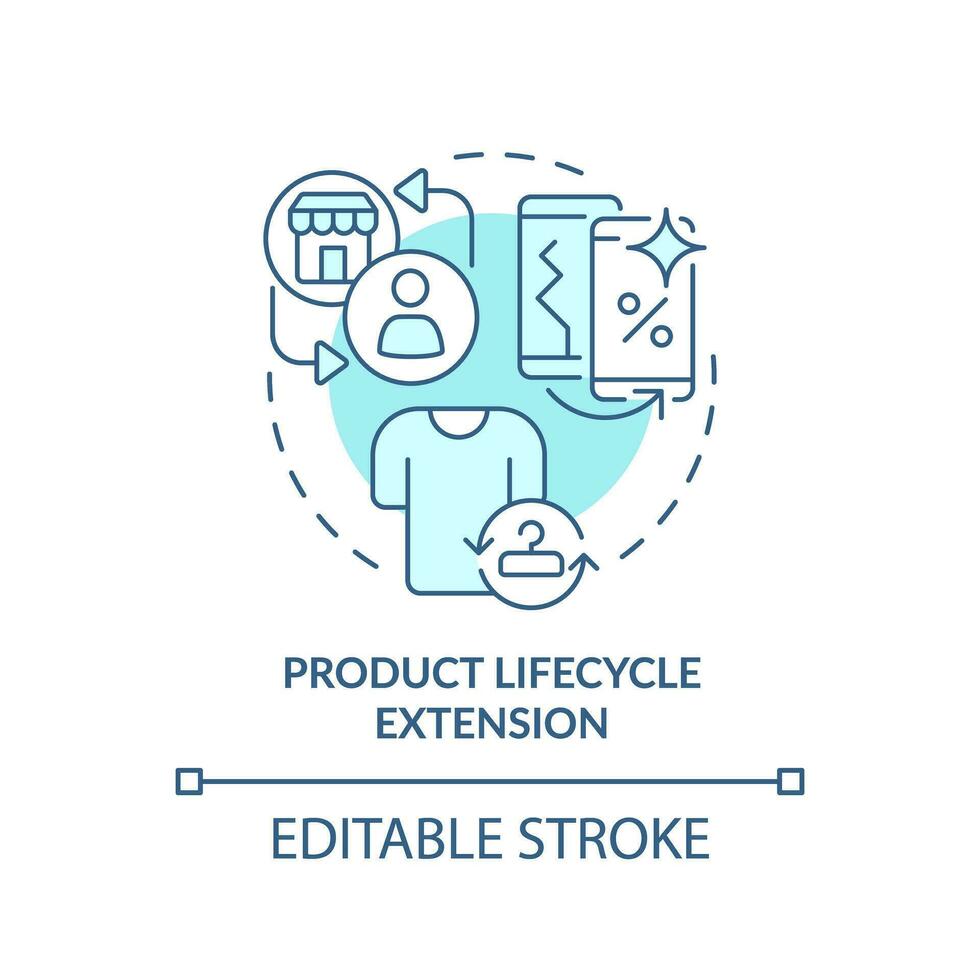 2D editable blue icon product lifecycle extension concept, simple monochromatic isolated vector, C2C thin line illustration. vector